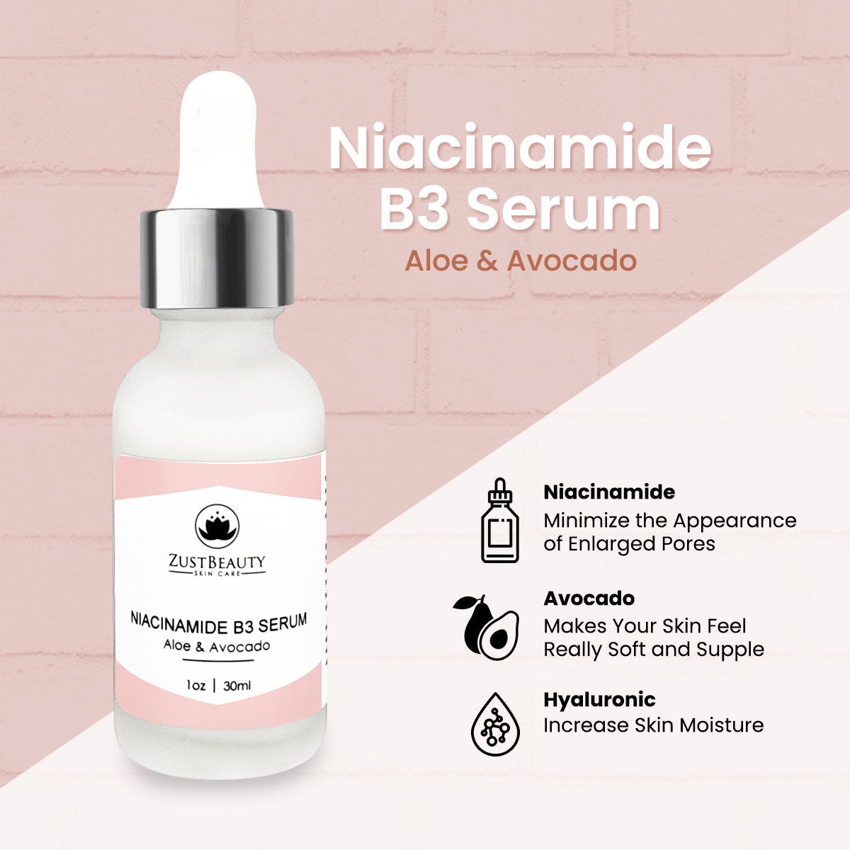 Niacinamide B3 Serum with Aloe Leaf Juice and Avocado Fruit Juice